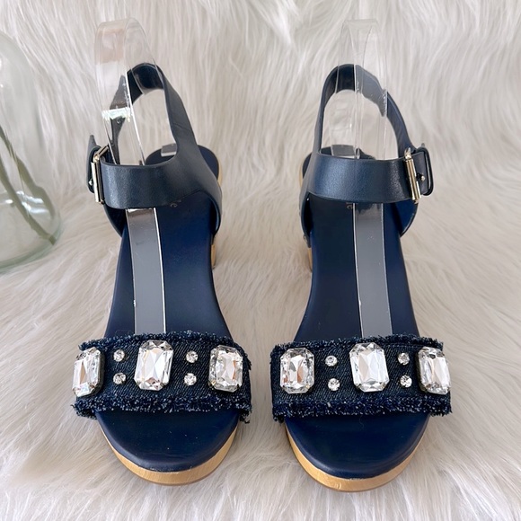 kate spade Shoes - NeW KATE SPADE Navy blue denim jewel sandals